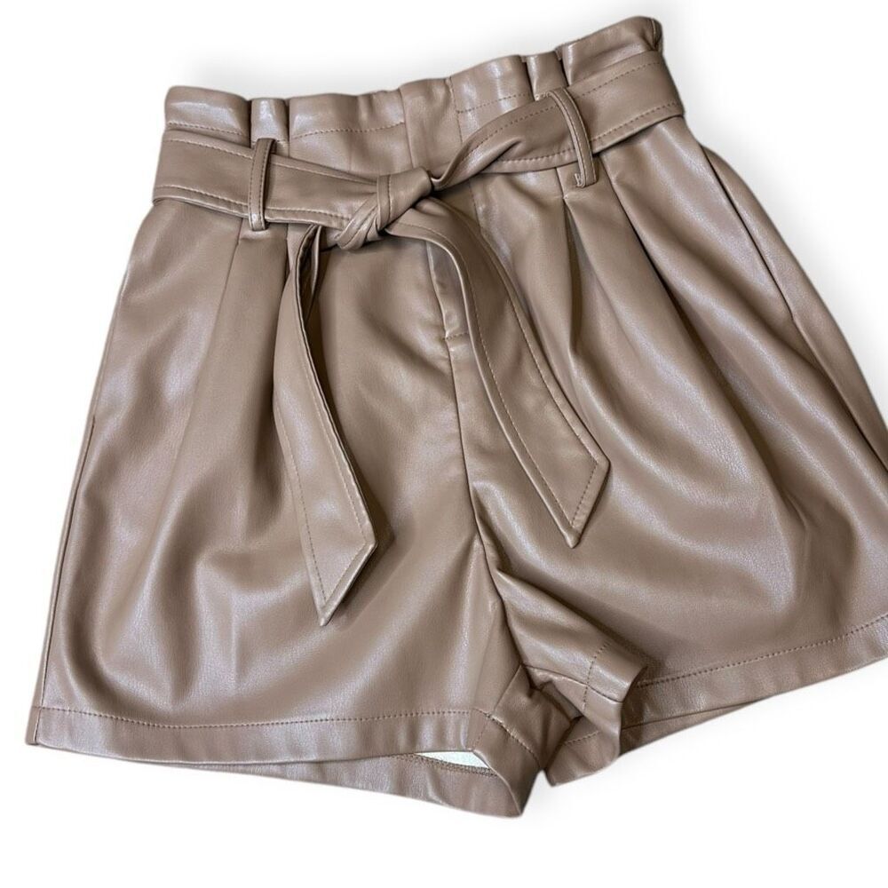 BISHOP + YOUNG FOR ANTHROPOLOGIE Women’s Tan Caitlin Vegan Leather Shorts Size X